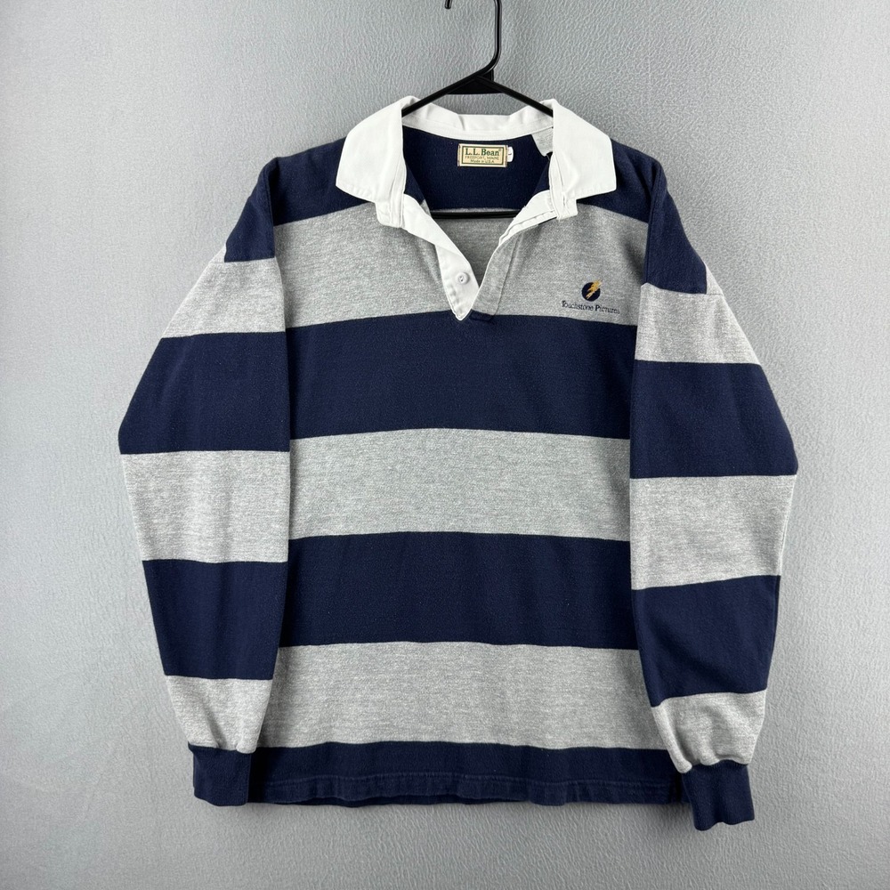 LL Bean Rugby Shirt Mens Large 90s Made in USA Touchstone Pictures Crew Disney